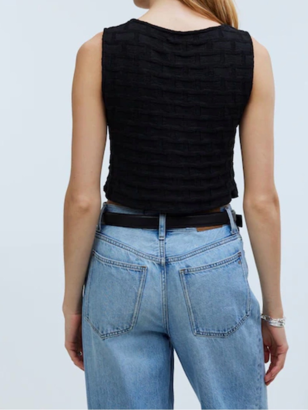 Madewell Basketweave-Stitch Vest in True Black XS - Picture 4 of 11